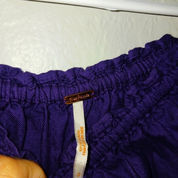 Free People Dress Purple Embroidered Women's Fleur du Jour Off Shoulder sz Small - Picture 2 of 5